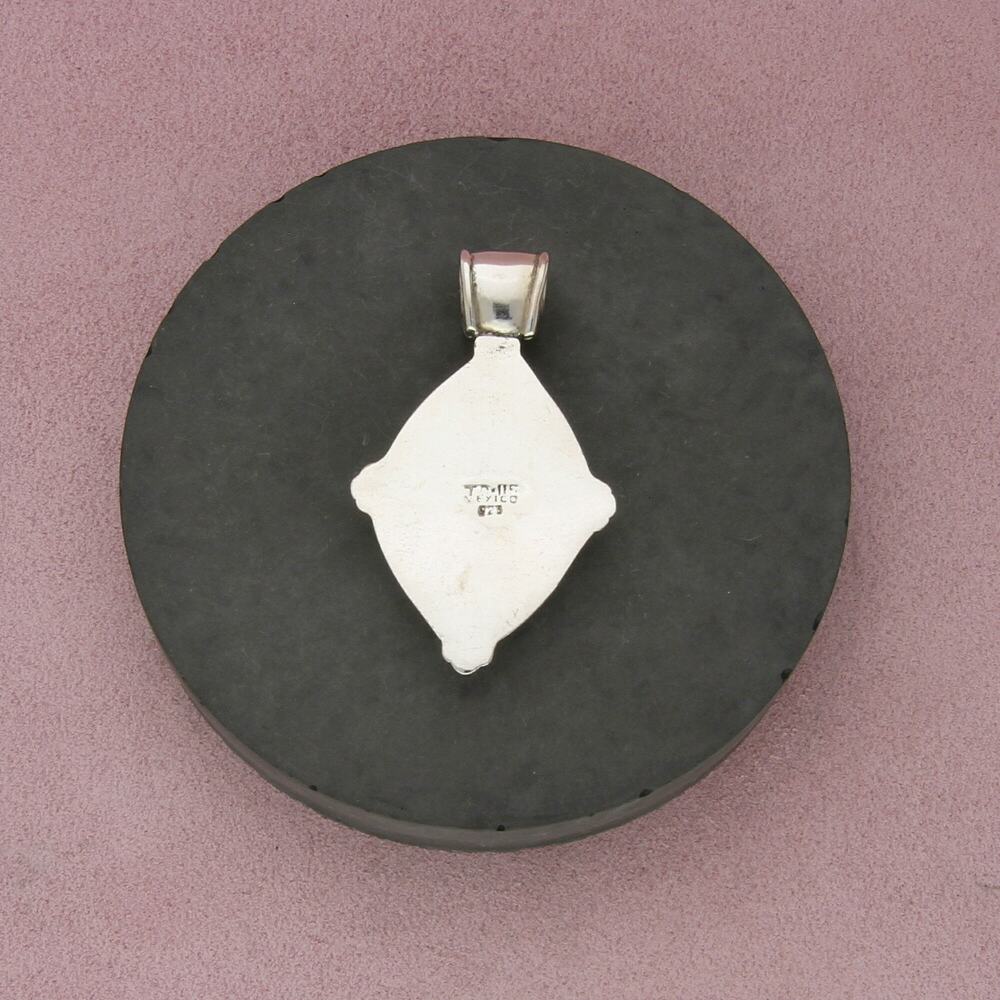 taxco mexico sterling silver vintage scroll marquise shape pendant - Picture 2 of 3